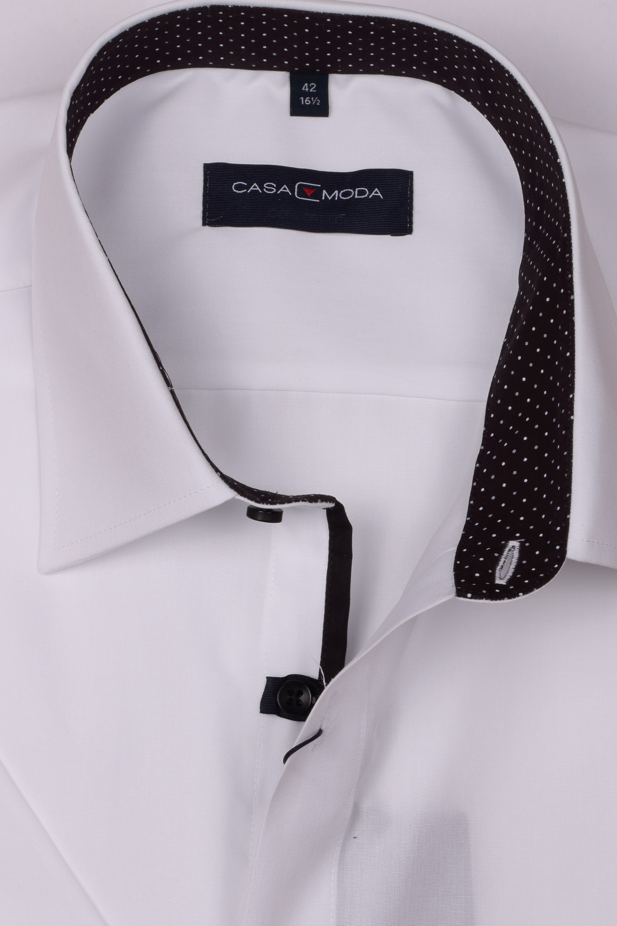 Casa Moda Herren Hemd 1/2 Arm Comfort Fit - weiß mit schwarz 42