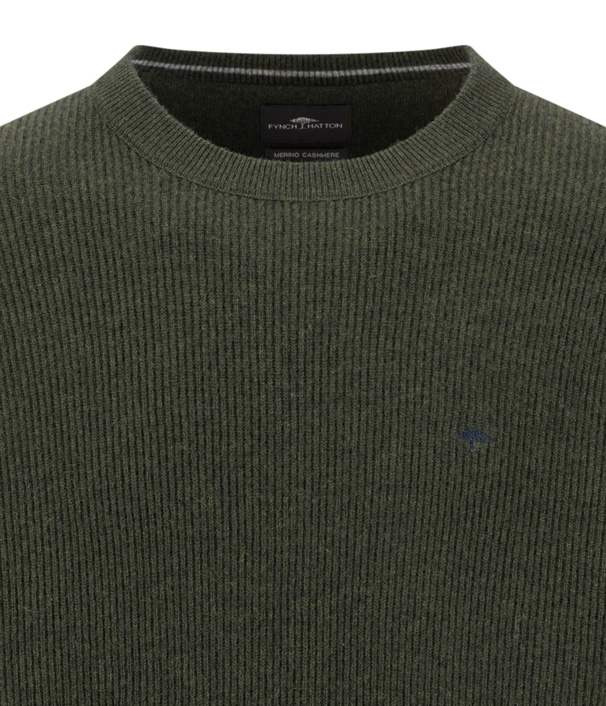 Fynch-Hatton Herrenpullover Wolle - dunkelgrün XXL