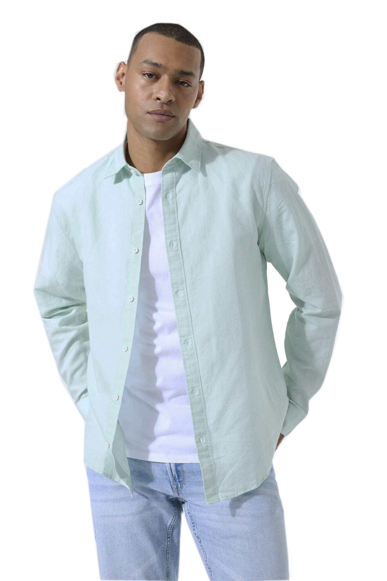Garcia Herren Leinenhemd - surf mint