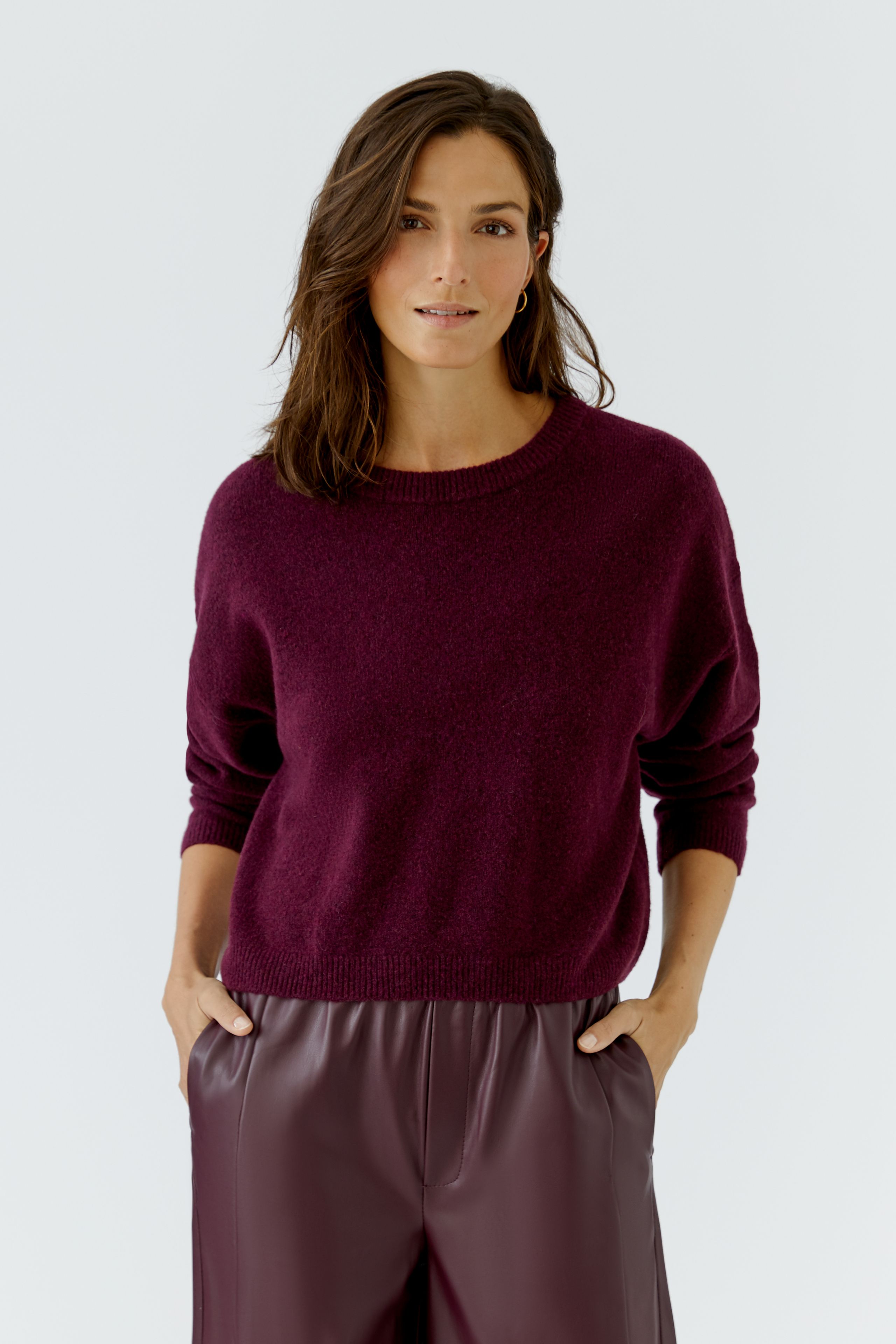 Oui Weicher Strickpullover in Bordeaux 42