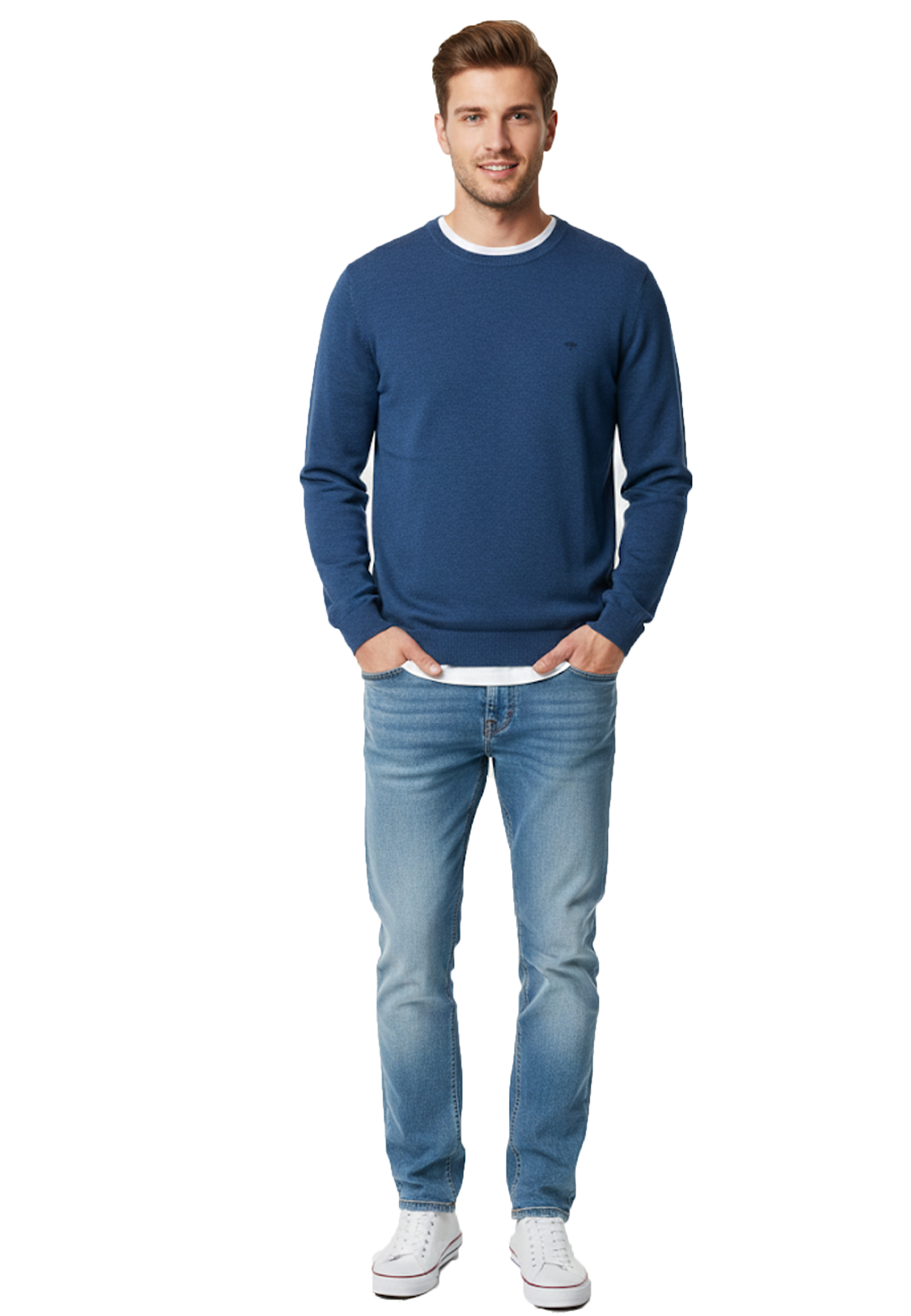 Fynch-Hatton Pullover O-Neck Air cotton - blau