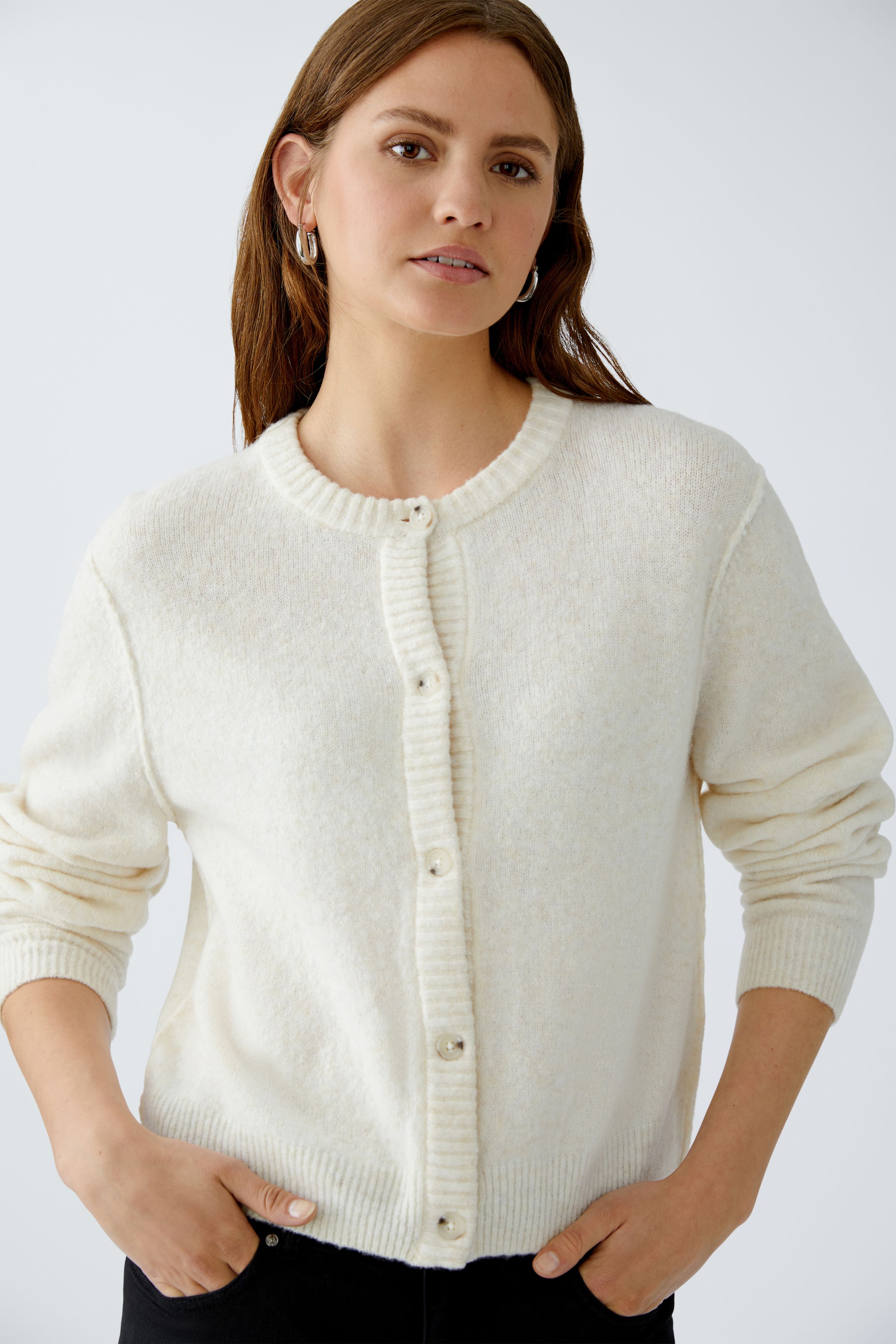 Oui Strickjacke ILAYA - super soft - offwhite 38