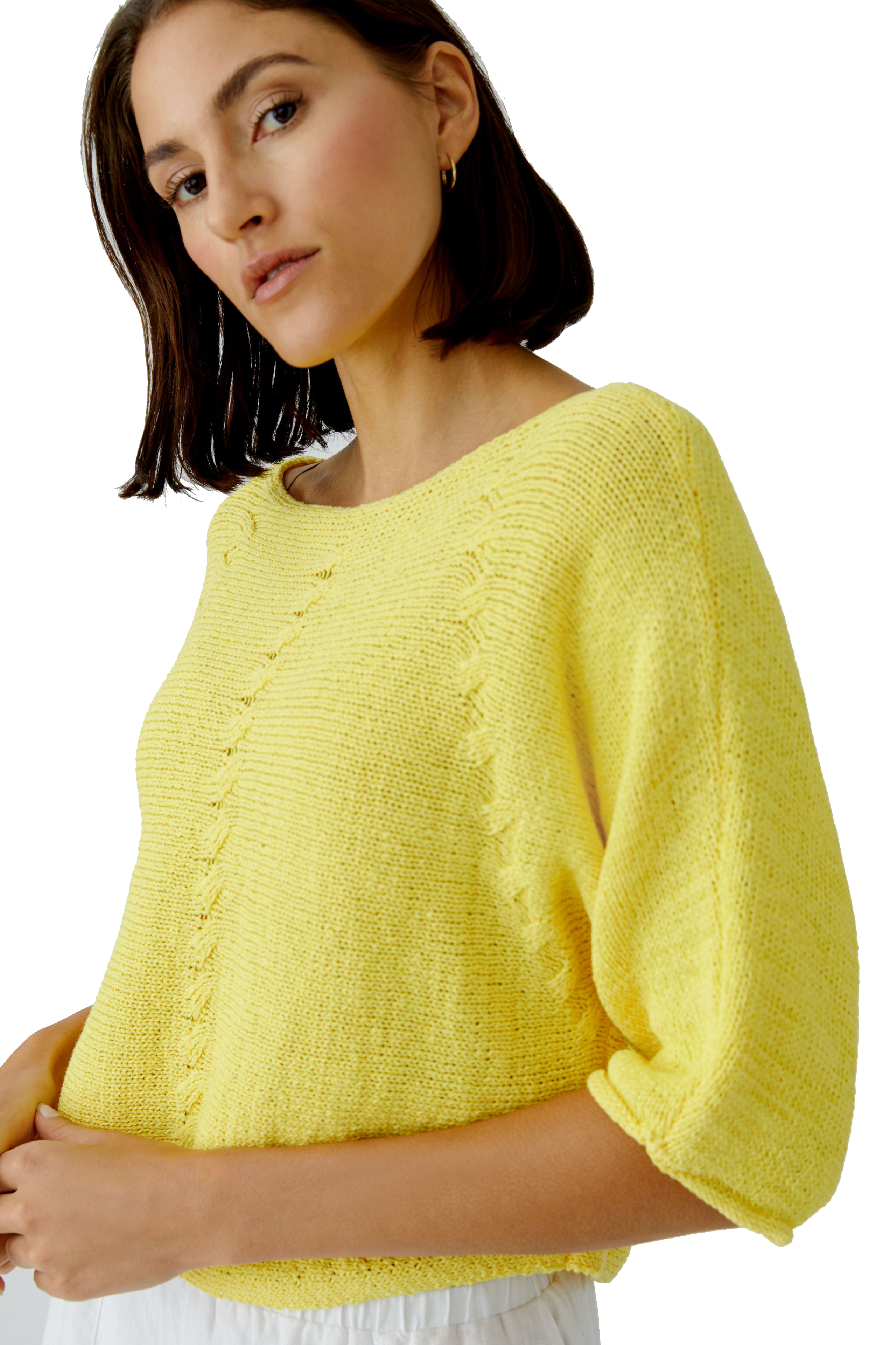 Oui Damen Pullover kurzarm - gelb 36