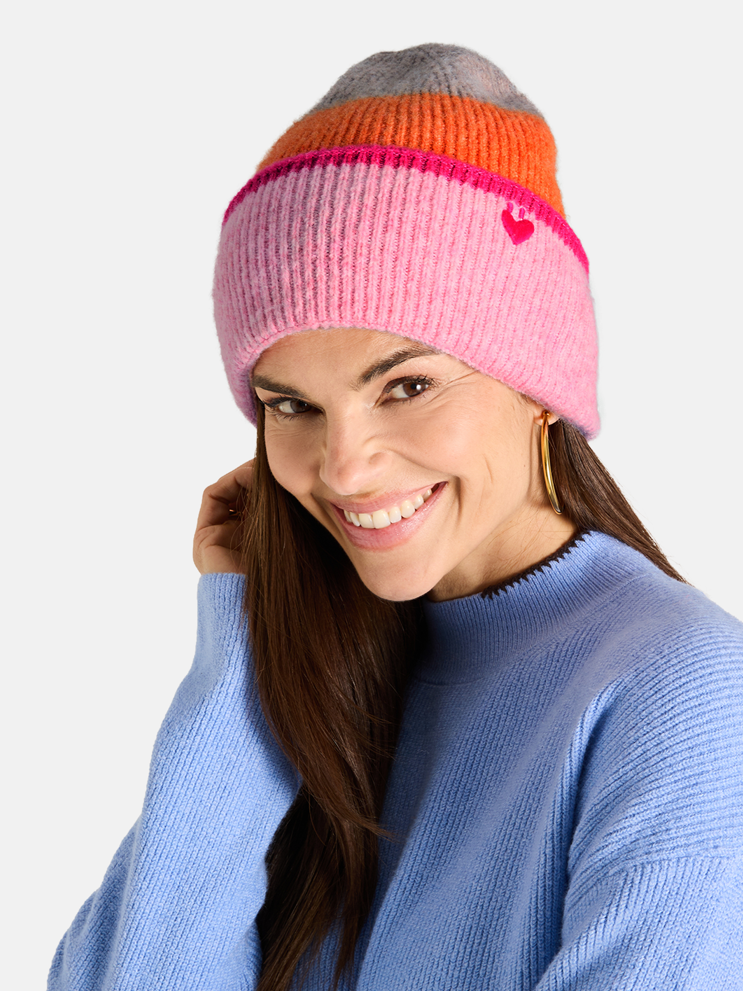 Lieblingsstück Damen Mütze – Colorblock Pink / Orange / Grau OZ