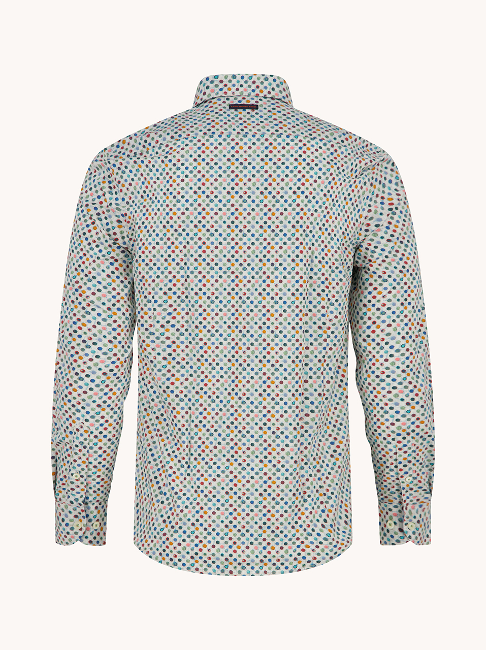 A Fish Named Fred Herrenhemd – Multicolor Dot Print, Weiß 3XL
