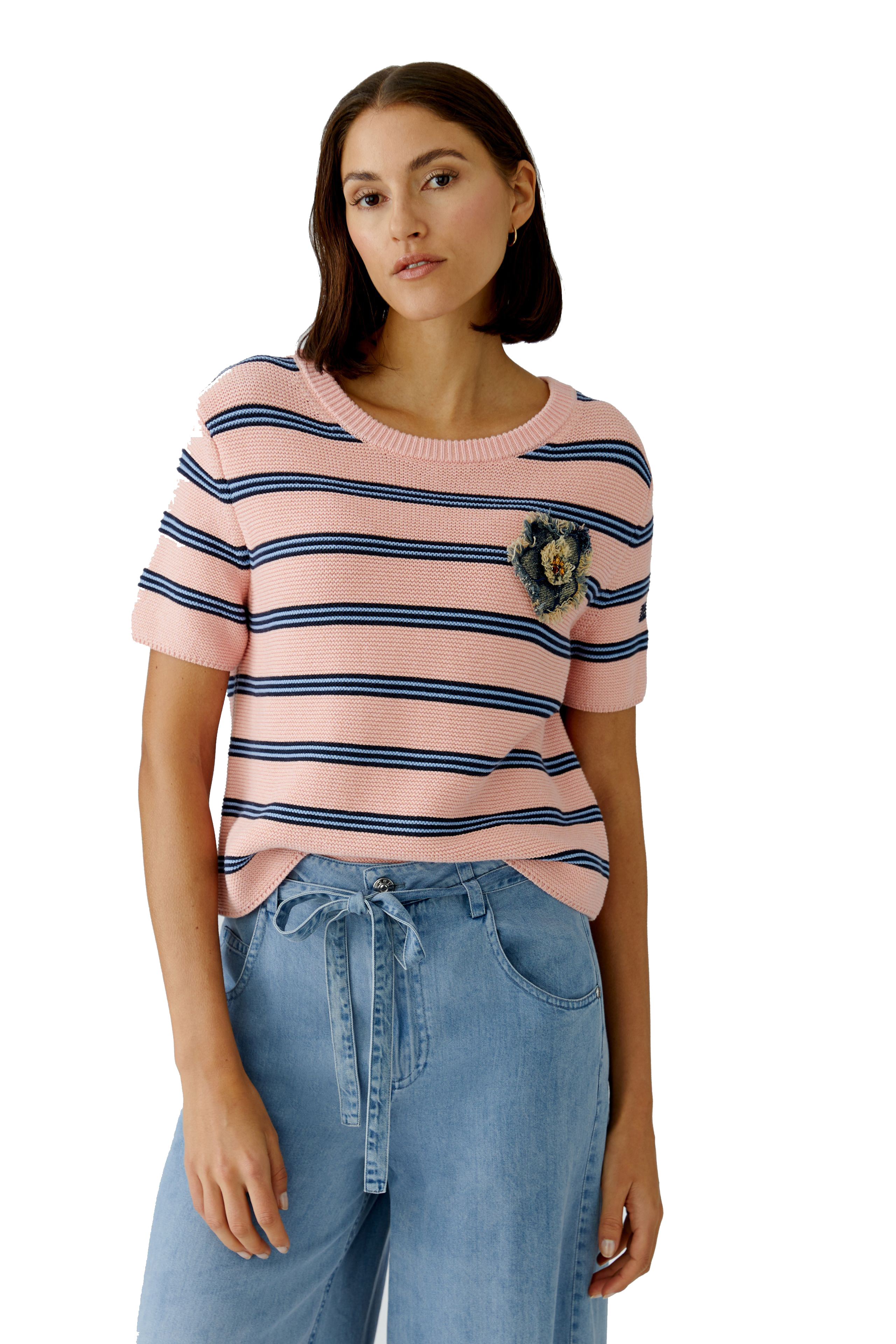 Oui Pullover mit aufwendiger Blumen Applikation 42