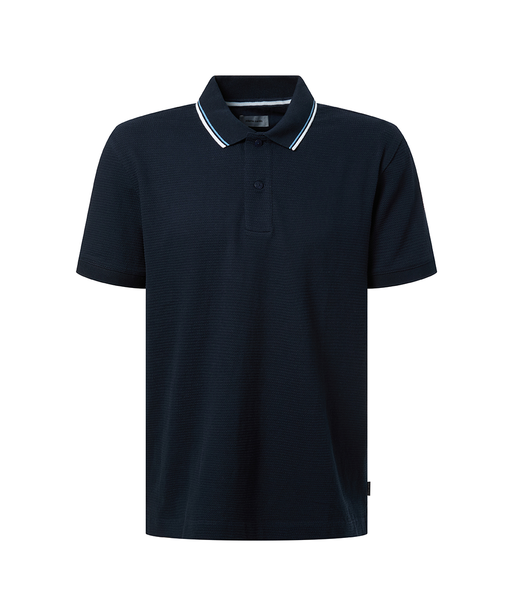 Pierre Cardin Poloshirt Waffelpiqué - dunkelblau