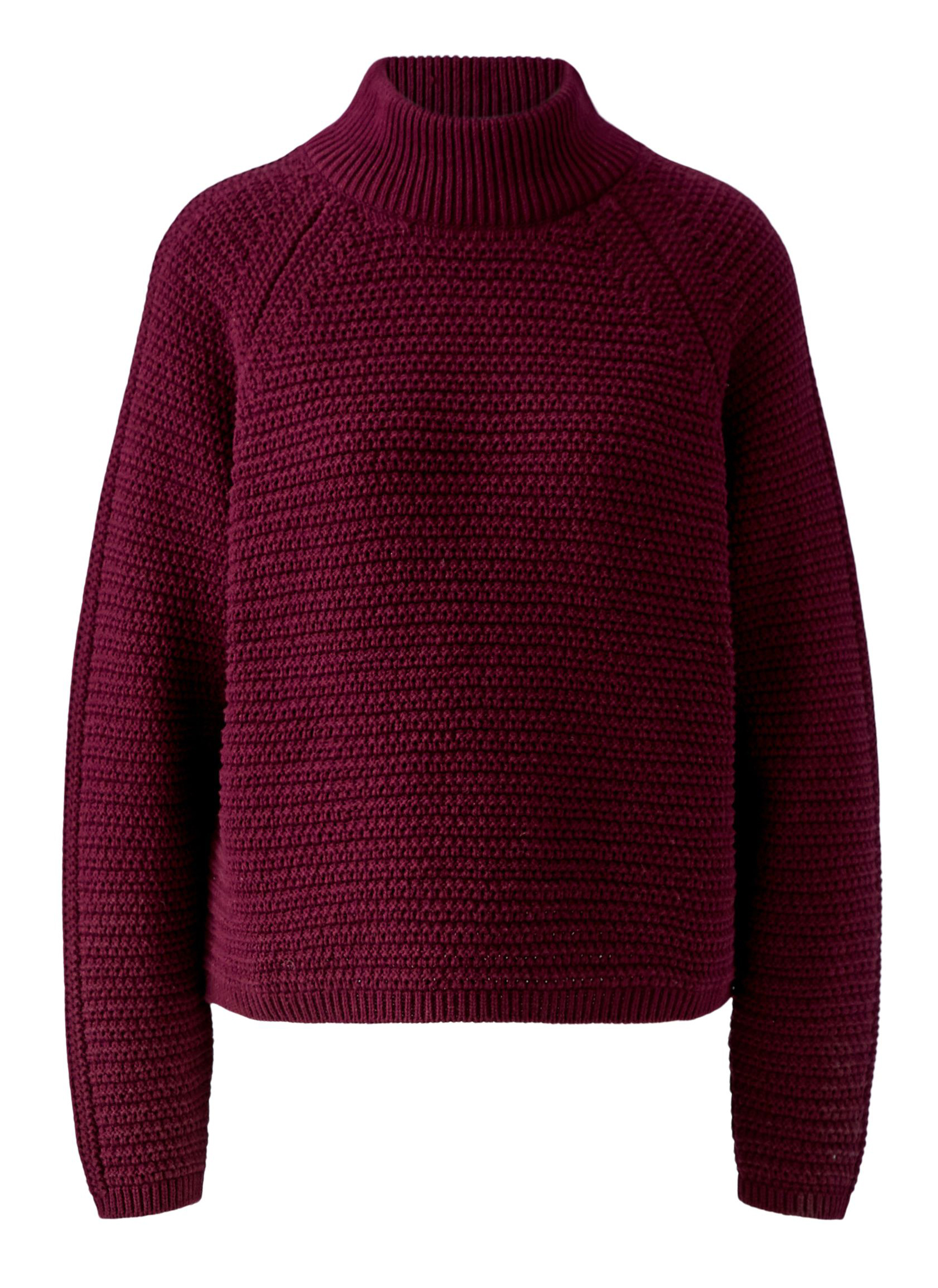 Oui Strickpullover mit Stehkragen in Bordeaux 40