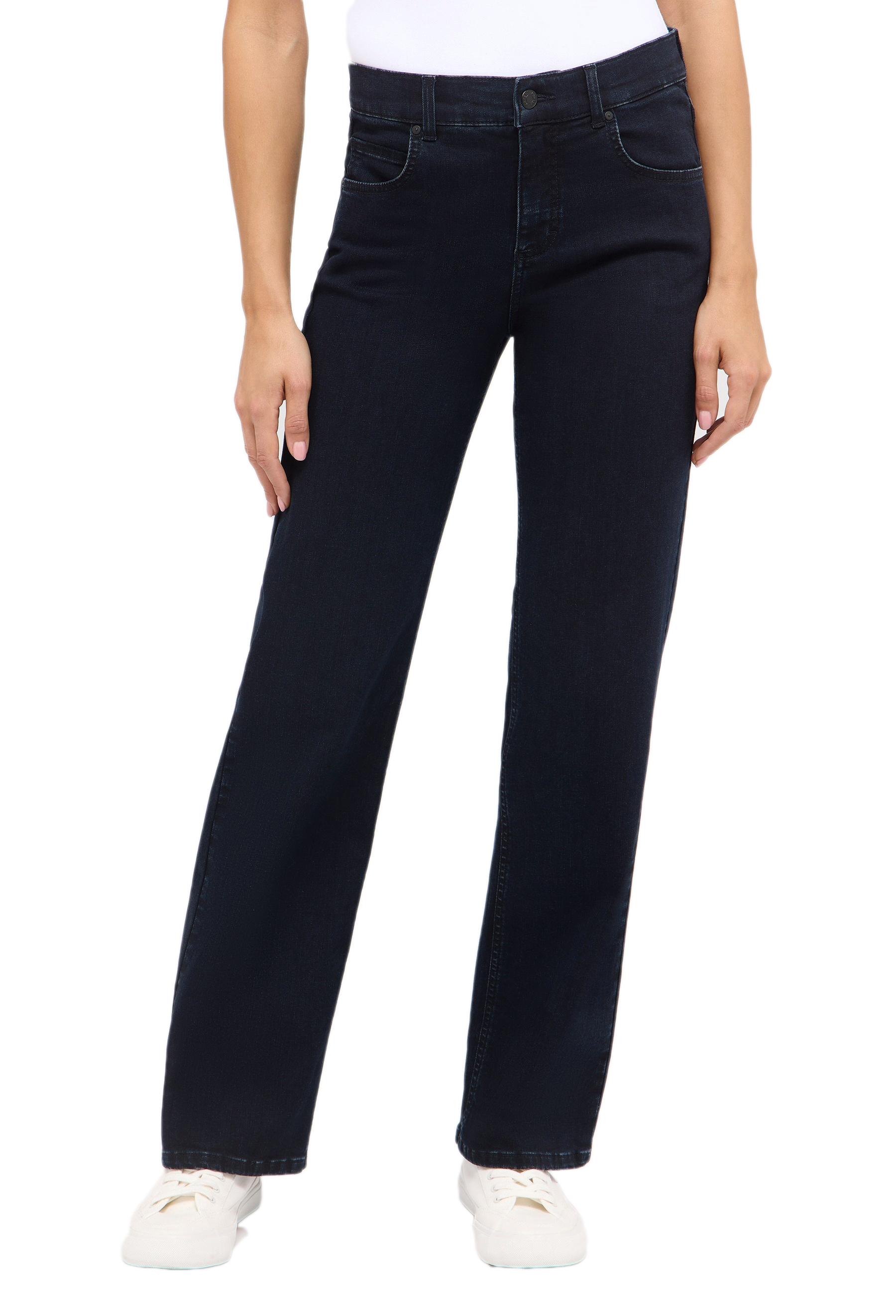 Angels Damen Jeans Lara – Straight Fit, Dark Blue Denim