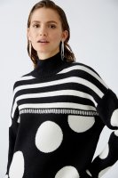 Oui Pullover im Streifen- und Punktedesign